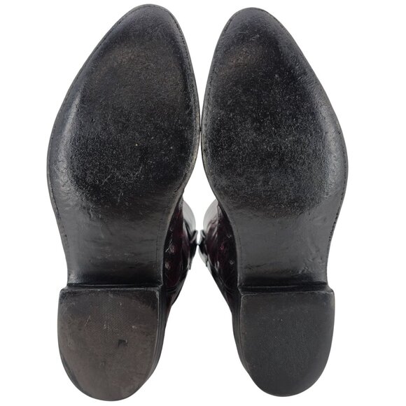 Lucchese FQ Ostrich Exotic Men 9D Black Cherry Leather Cowboy Western Boot Roper - Picture 3 of 14